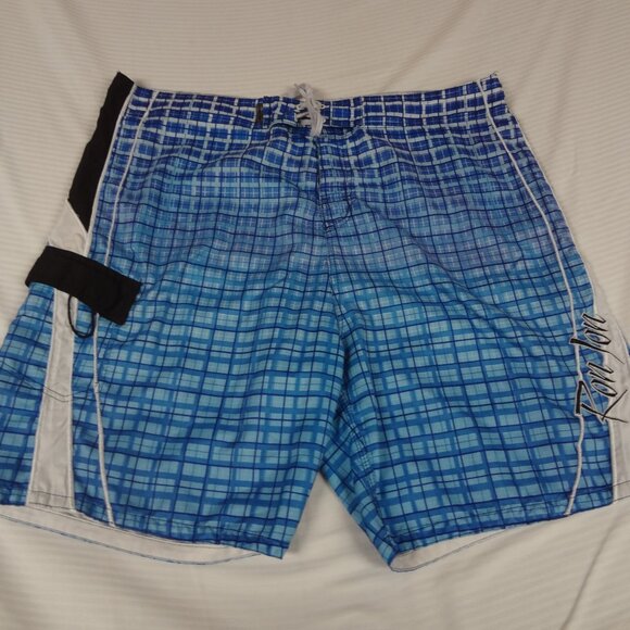 RON JON SURF SHOP BLUE CHECKERS BOARD SWIM SHORTS MENS SIZE 40 K432 - Picture 1 of 8